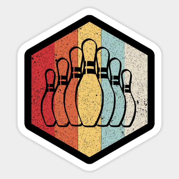 Retro Hexagon Bowling Sticker by LetsBeginDesigns